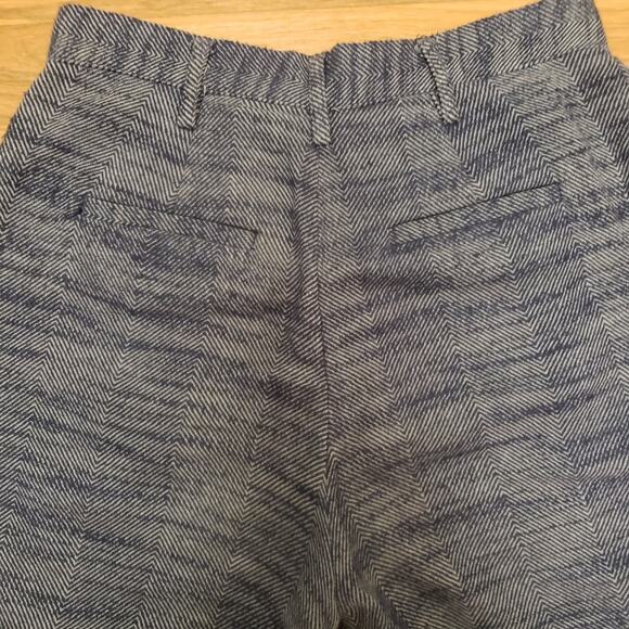 Urban Outfitters 100% Cotton Wide Leg Pleated Herringbone High Rise Blue Pant XS - Picture 7 of 13